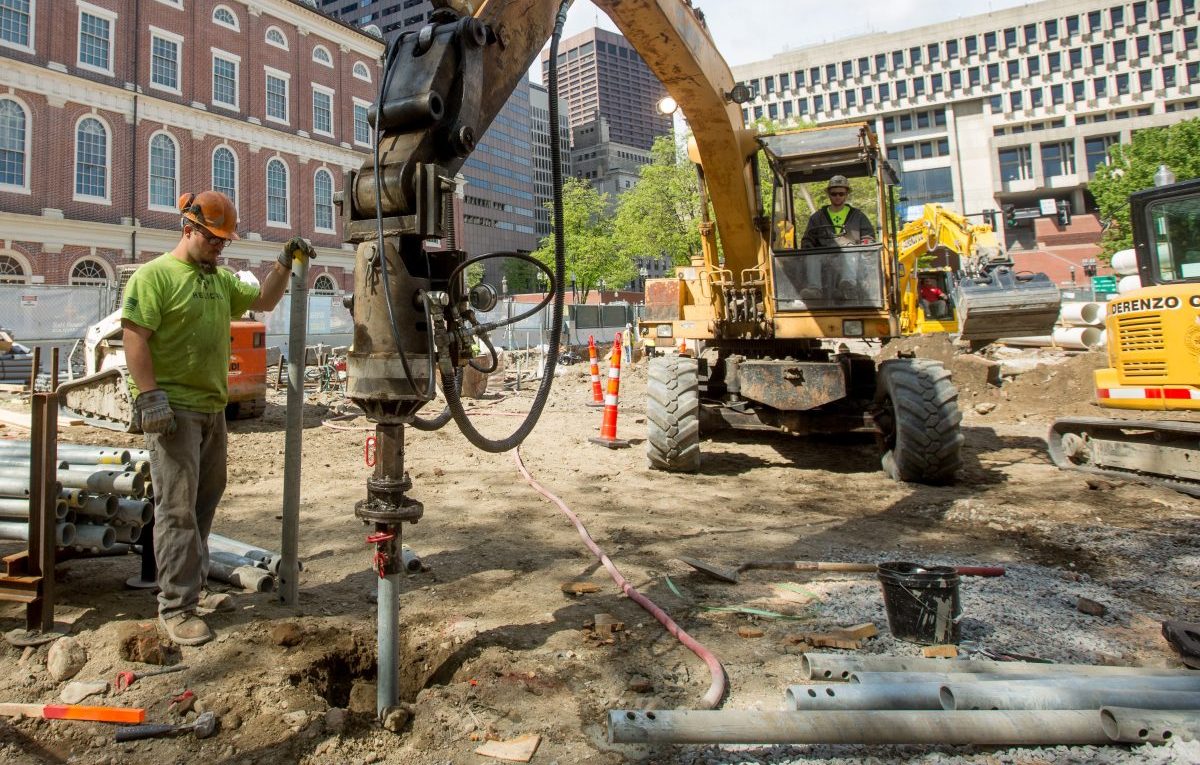 Helical Piles Installed in Downtown Boston - Helical Drilling