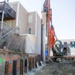 secant pile wall being constructed in south boston